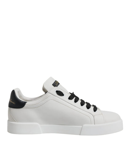 Dolce &amp; Gabbana Weiße Leder DG Logo Low Top Sneakers Schuhe