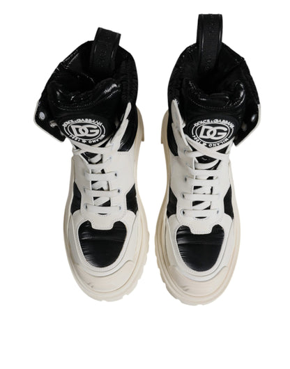 Dolce &amp; Gabbana – Weiße, gepolsterte Schnürstiefel mit halbhohem Schaft