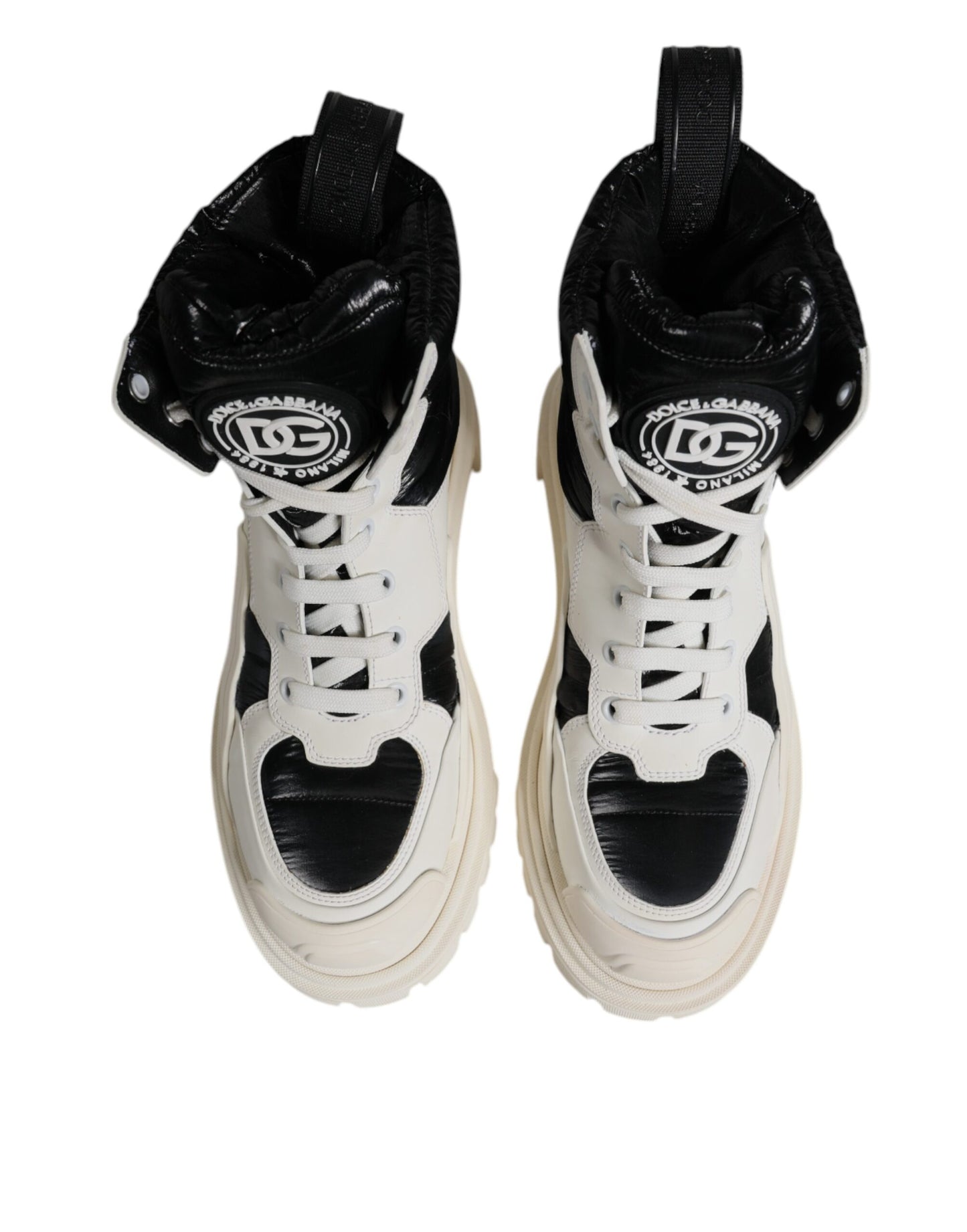 Dolce &amp; Gabbana – Weiße, gepolsterte Schnürstiefel mit halbhohem Schaft