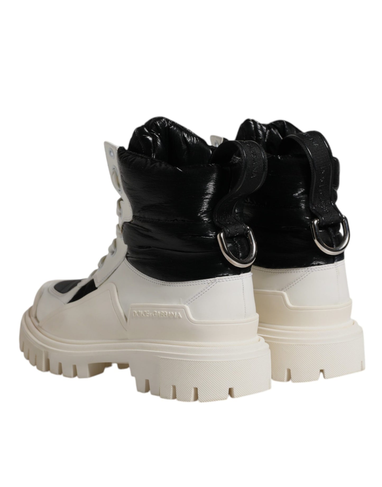 Dolce &amp; Gabbana – Weiße, gepolsterte Schnürstiefel mit halbhohem Schaft