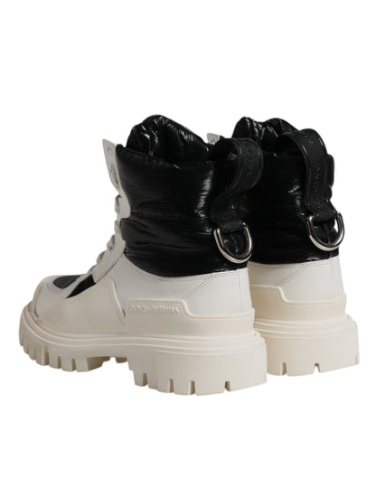 Dolce &amp; Gabbana – Weiße, gepolsterte Schnürstiefel mit halbhohem Schaft