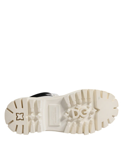 Dolce &amp; Gabbana – Weiße, gepolsterte Schnürstiefel mit halbhohem Schaft