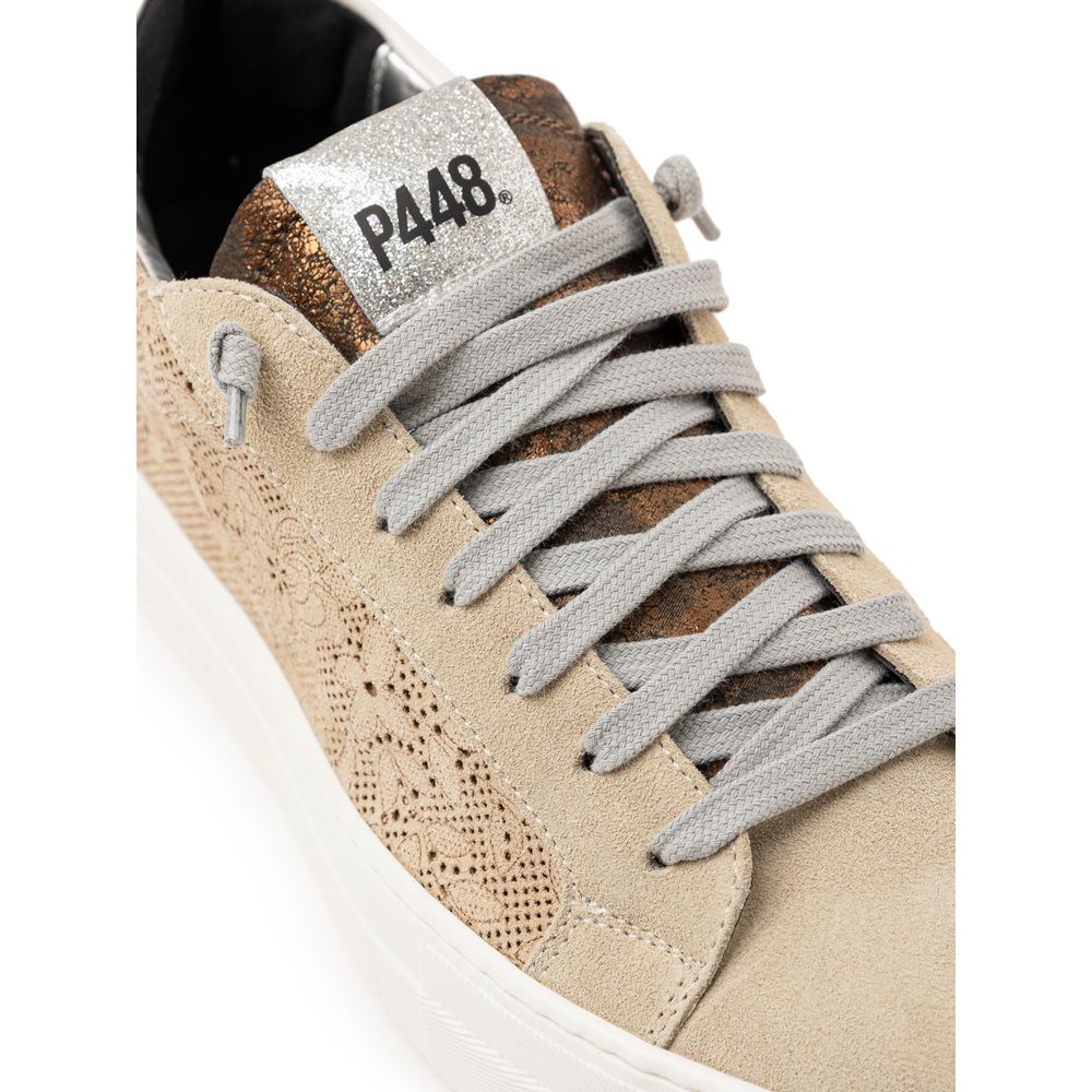 P448 Beige Leder-Sneaker im sportlichen Stil