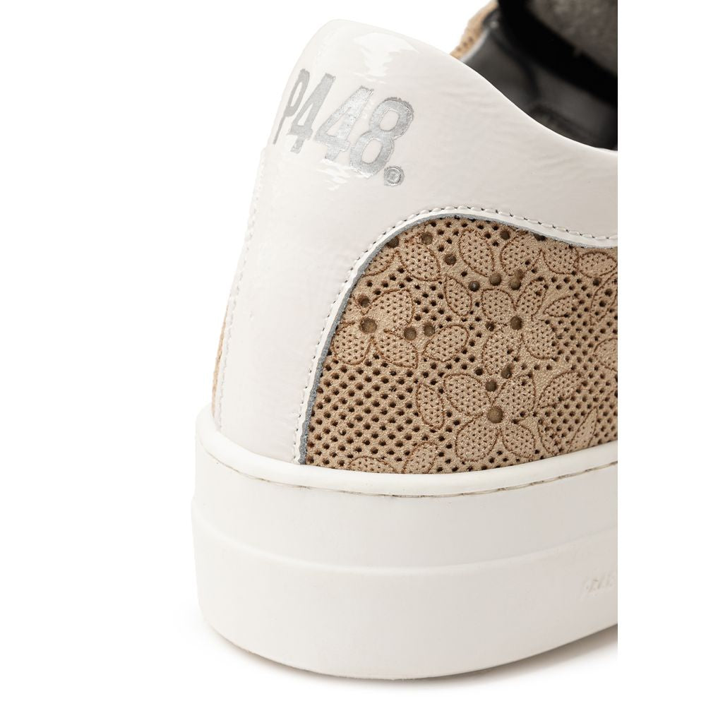 P448 Beige Leder-Sneaker im sportlichen Stil
