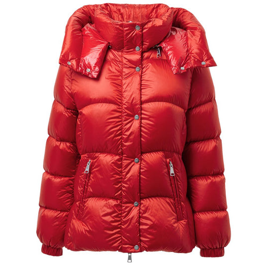Rote, durchgehende Jacke aus Polyamid hinzufügen