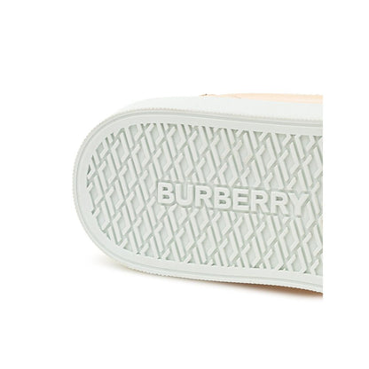 Burberry Pinkfarbene Leder-Sneaker in niedriger Ausführung