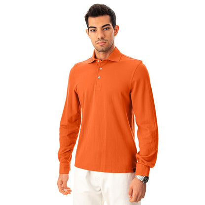Gran Sasso Elegantes orangefarbenes Baumwollpolo für Herren