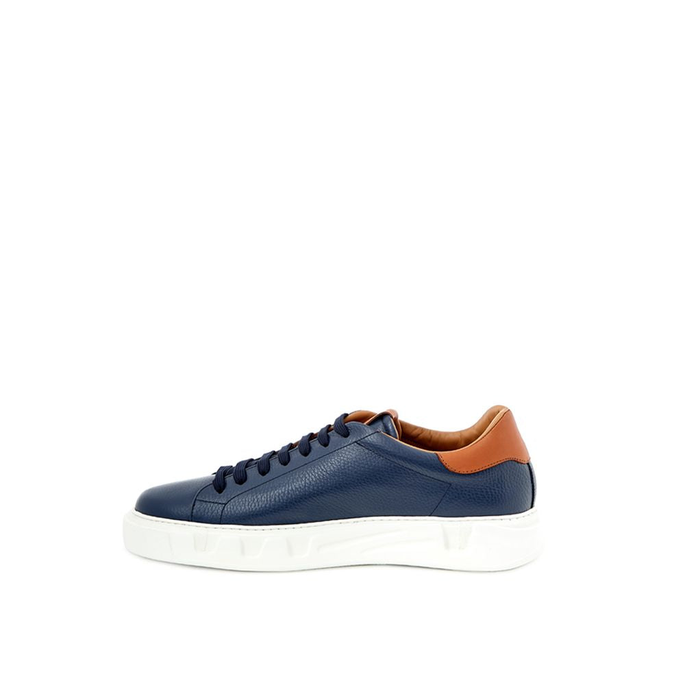 Roberto Cavalli Blaue Leder-Sneaker mit niedrigem Schaft
