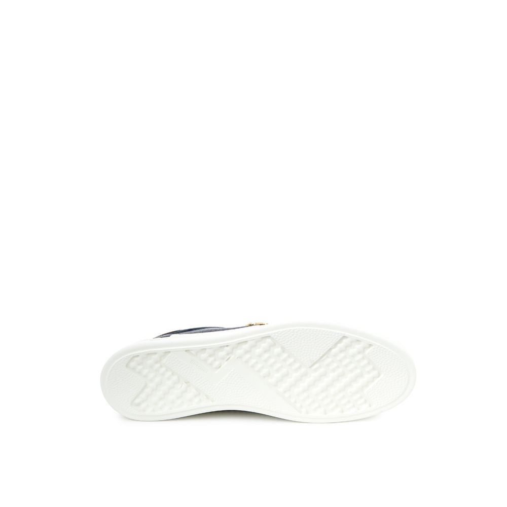 Roberto Cavalli Blaue Leder-Sneaker mit niedrigem Schaft