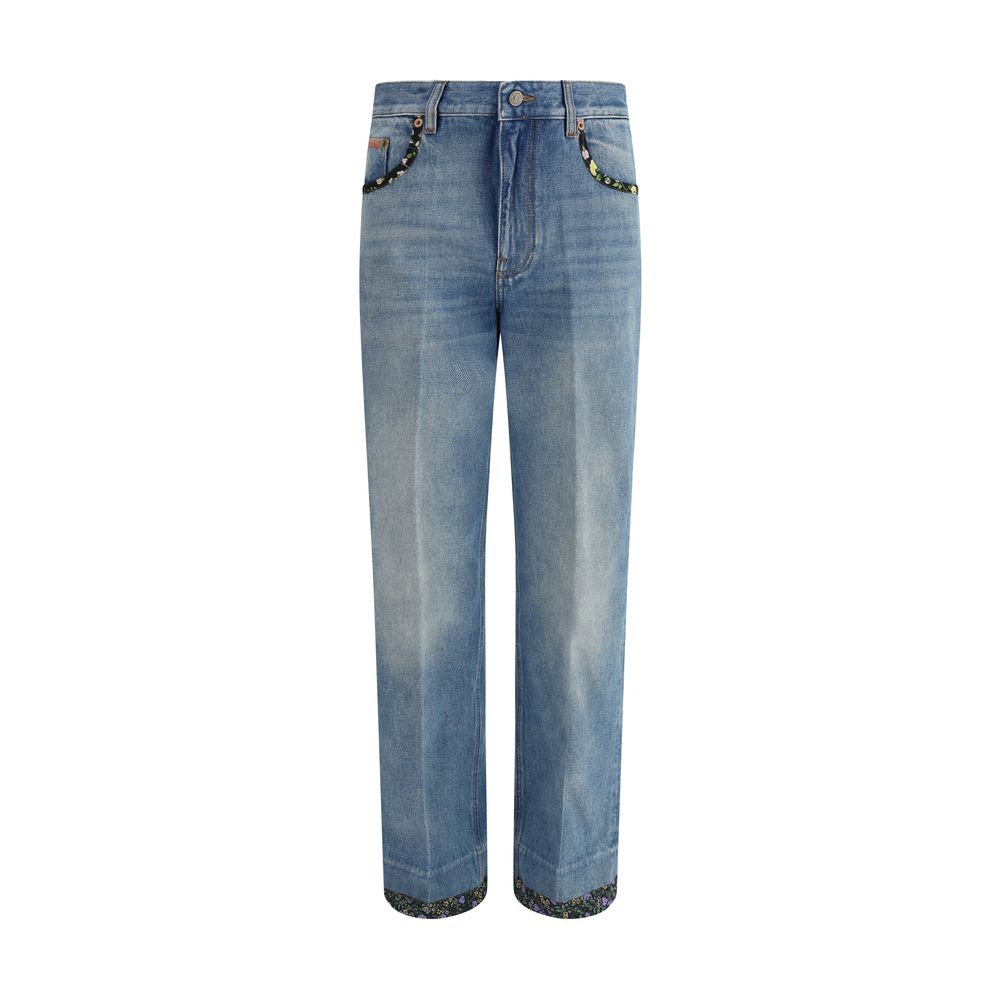 Valentino Blaue Baumwoll-Jeans mit geradem Bein