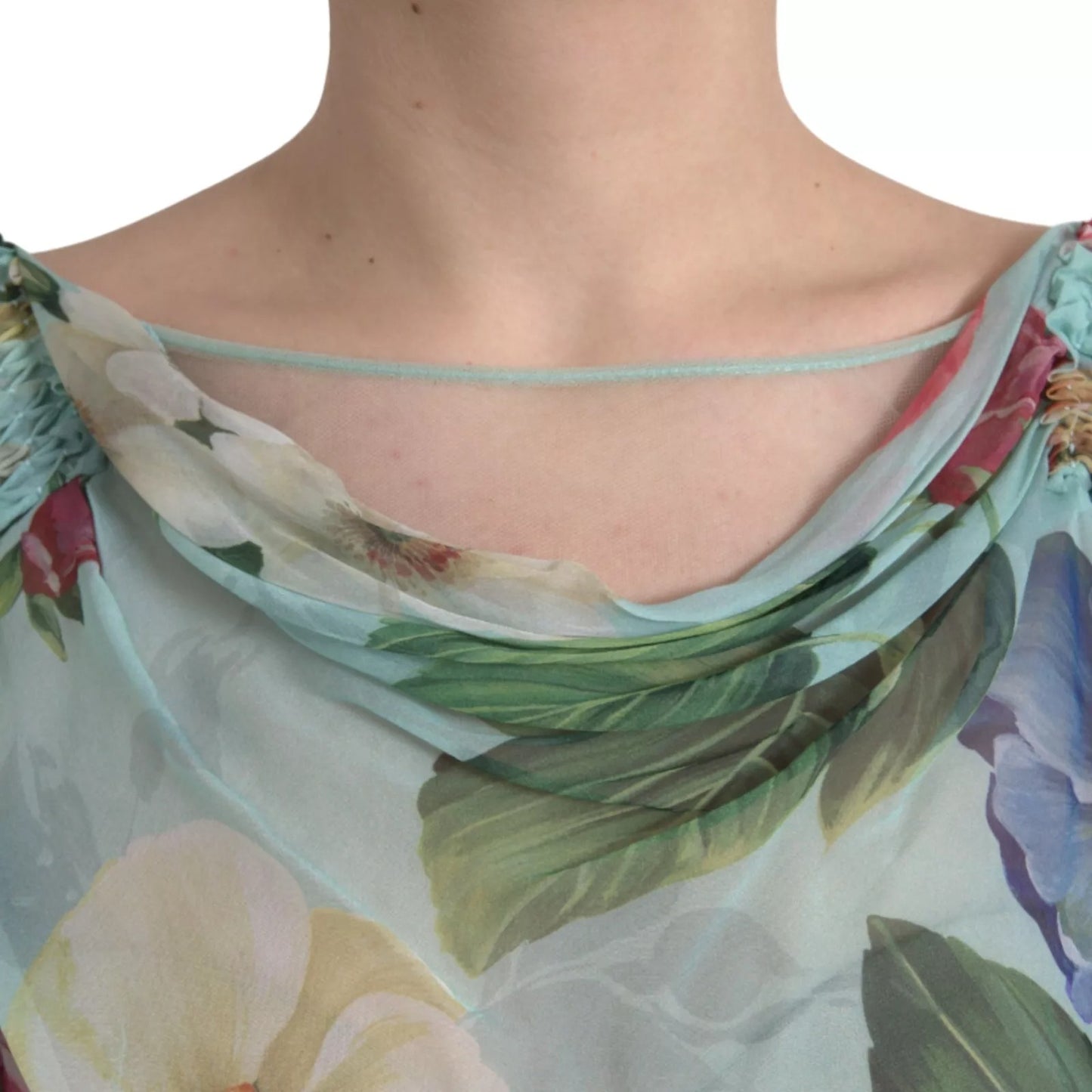 Dolce &amp; Gabbana – Langes, gestuftes Maxikleid mit Blumenmuster in Blau