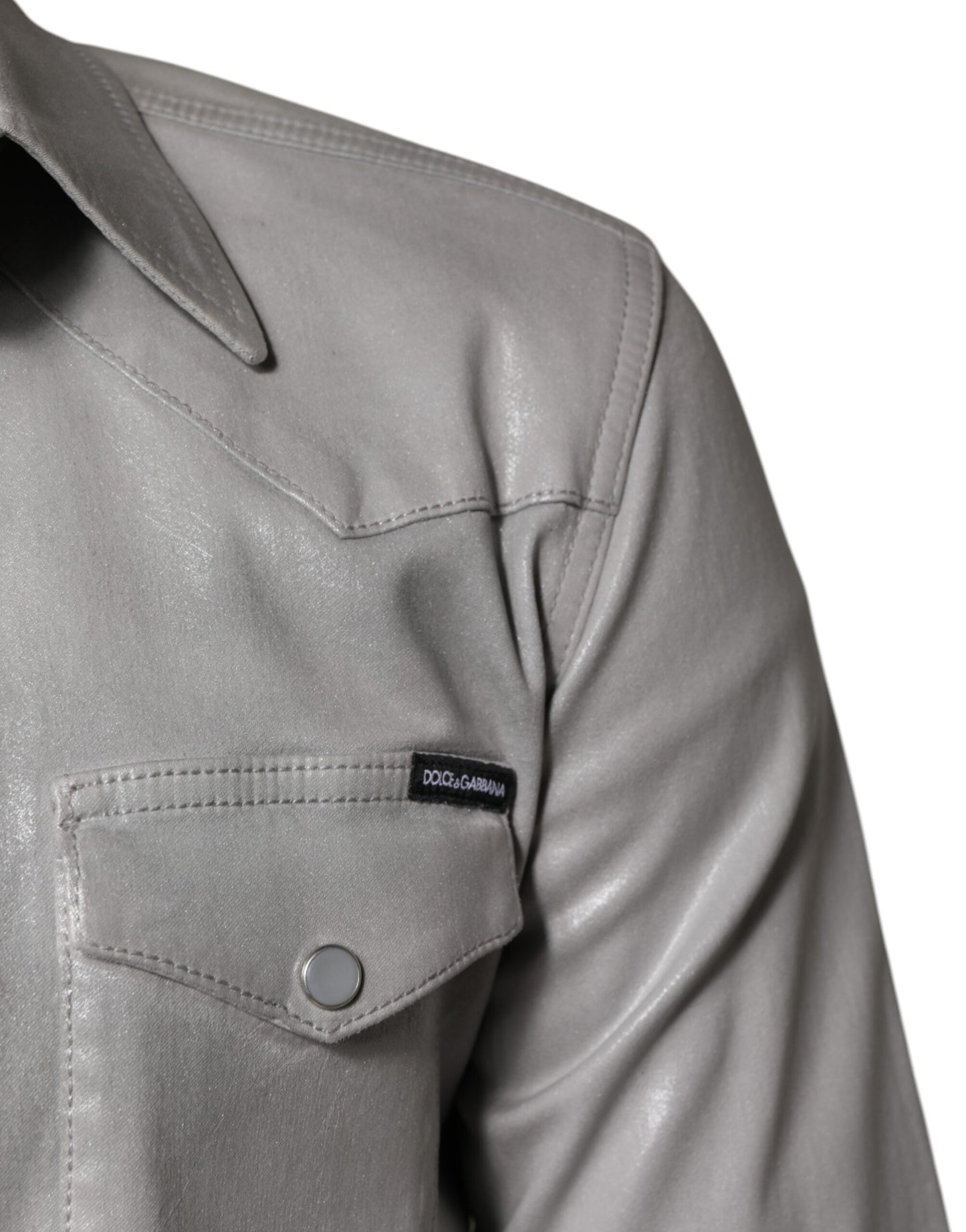 Dolce &amp; Gabbana – Button-Down-Hemd aus Baumwolle in Metallic-Grau