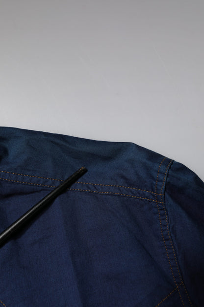 Dolce &amp; Gabbana Dunkelblaues, formelles Hemd aus Baumwolle in GOLD