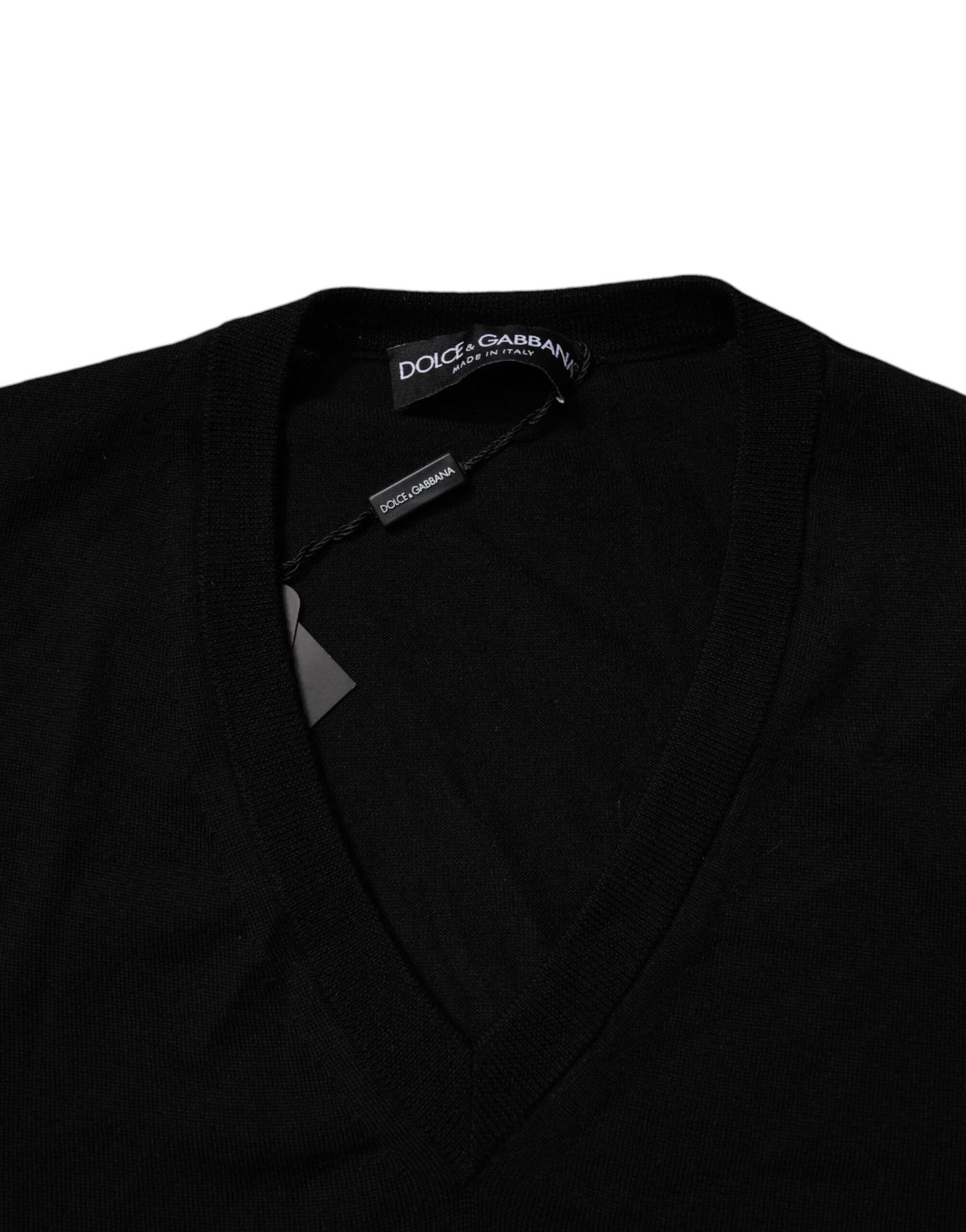 Dolce &amp; Gabbana – Schwarzer Camouflage-Pullover mit V-Ausschnitt