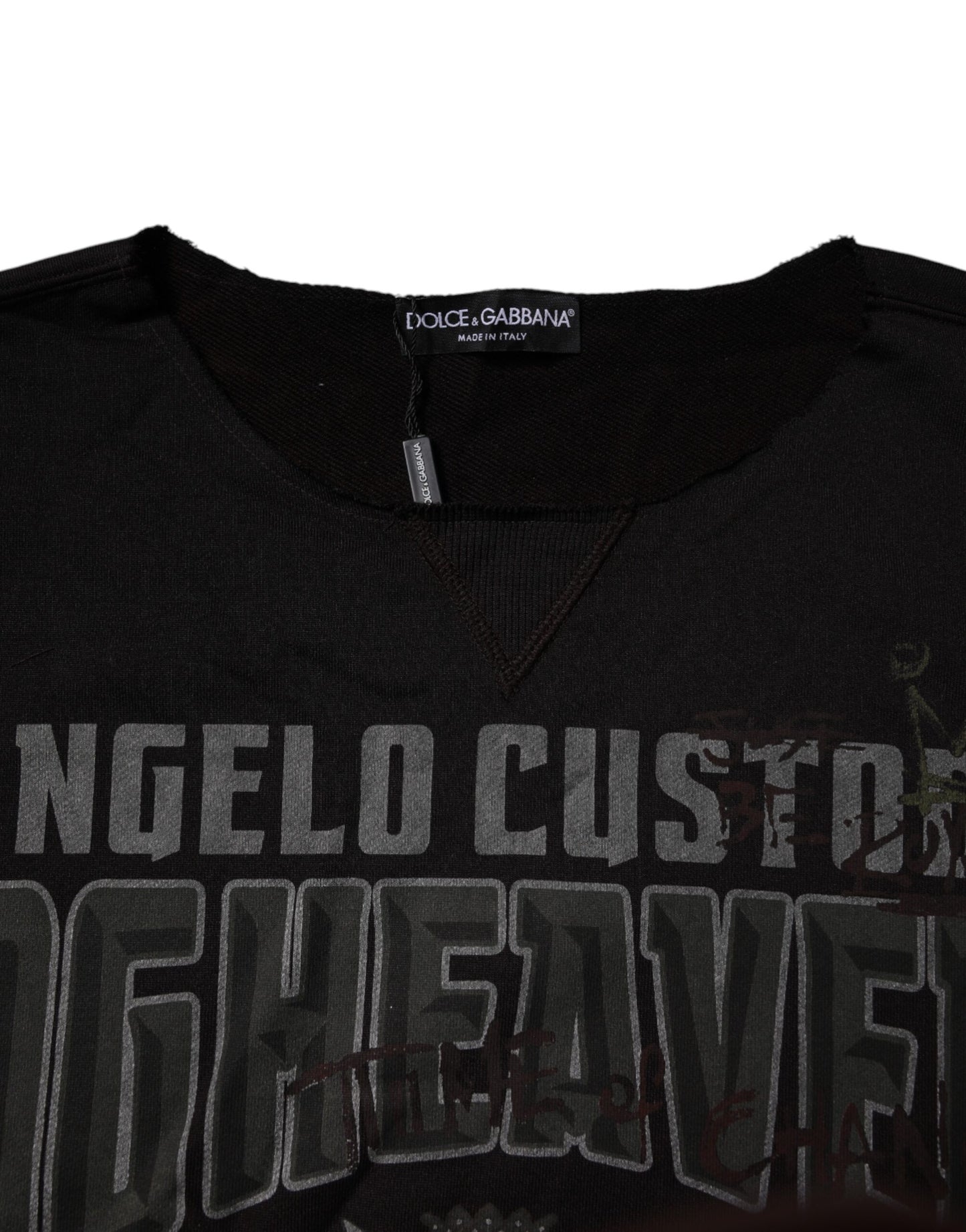 Dolce &amp; Gabbana – Schwarzer Pullover mit Rundhalsausschnitt „DG Heaven“