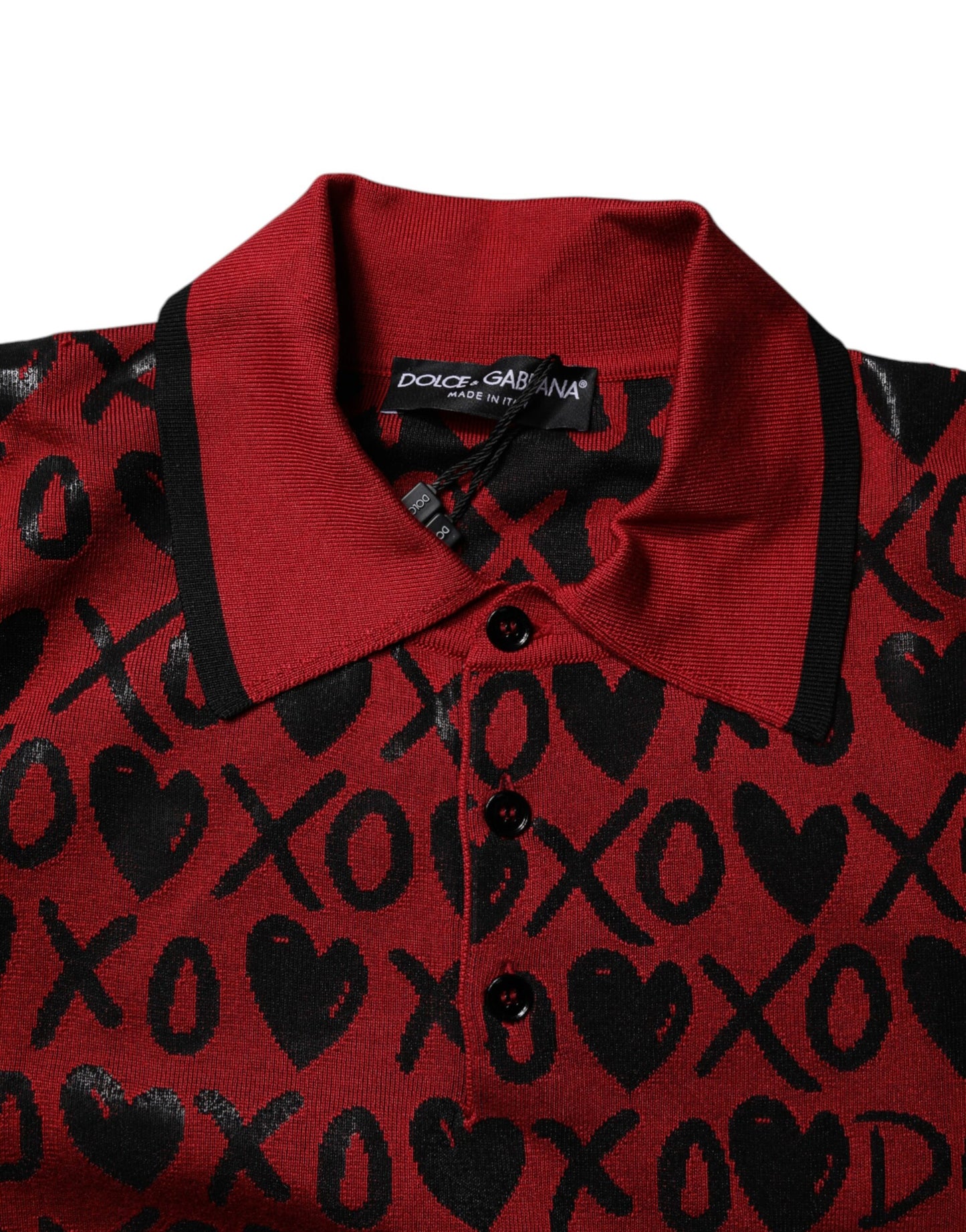 Dolce &amp; Gabbana – Rotes XOXO-Poloshirt aus Baumwolle mit Kragen