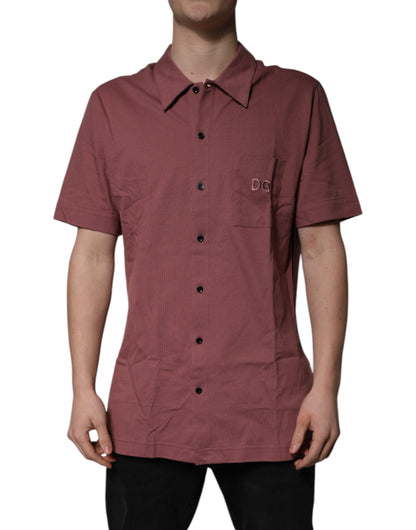 Dolce &amp; Gabbana Dunkelrosa Button-Down-Polohemd für Herren