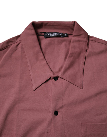 Dolce &amp; Gabbana Dunkelrosa Button-Down-Polohemd für Herren
