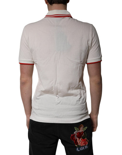 Dolce &amp; Gabbana – Weißes Poloshirt aus Baumwolle mit Logokragen für Herren
