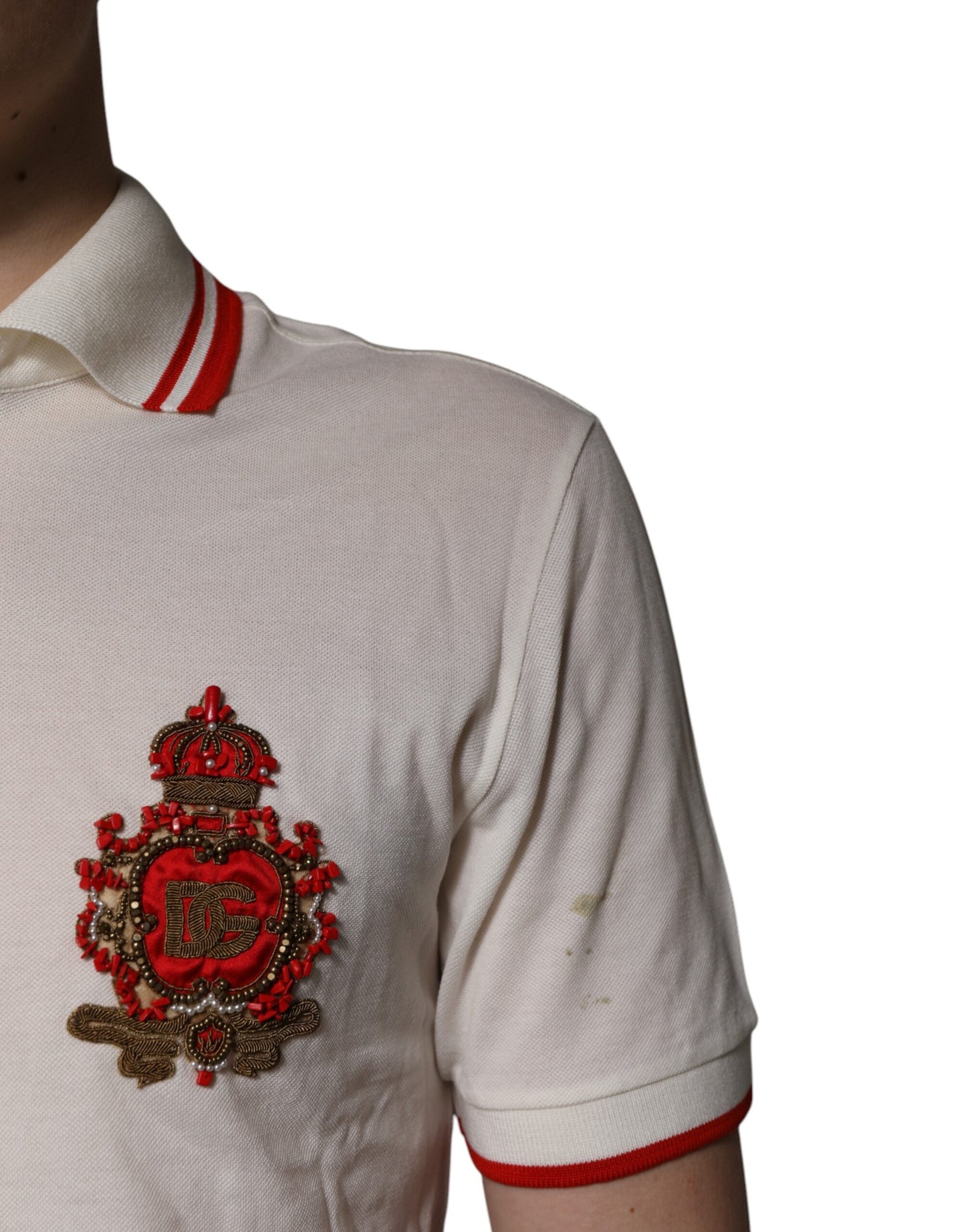 Dolce &amp; Gabbana – Weißes Poloshirt aus Baumwolle mit Logokragen für Herren