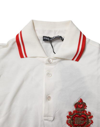 Dolce &amp; Gabbana – Weißes Poloshirt aus Baumwolle mit Logokragen für Herren