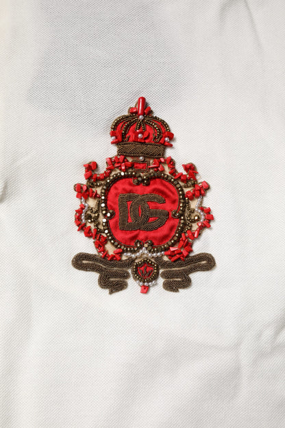 Dolce &amp; Gabbana – Weißes Poloshirt aus Baumwolle mit Logokragen für Herren