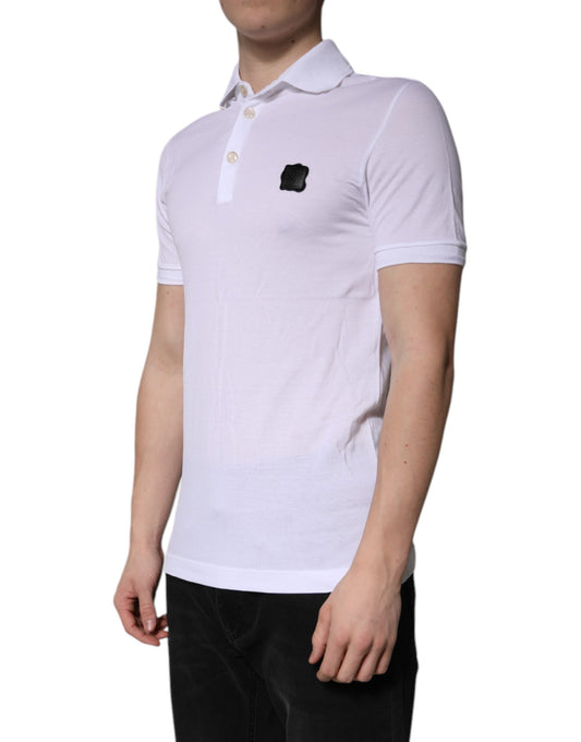 Dolce &amp; Gabbana – Weißes Poloshirt aus Baumwolle mit Logo und Kragen