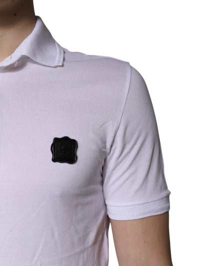 Dolce &amp; Gabbana – Weißes Poloshirt aus Baumwolle mit Logo und Kragen
