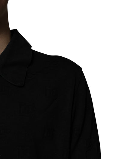Dolce &amp; Gabbana – Schwarzes Polo-T-Shirt aus Seide mit Kragen