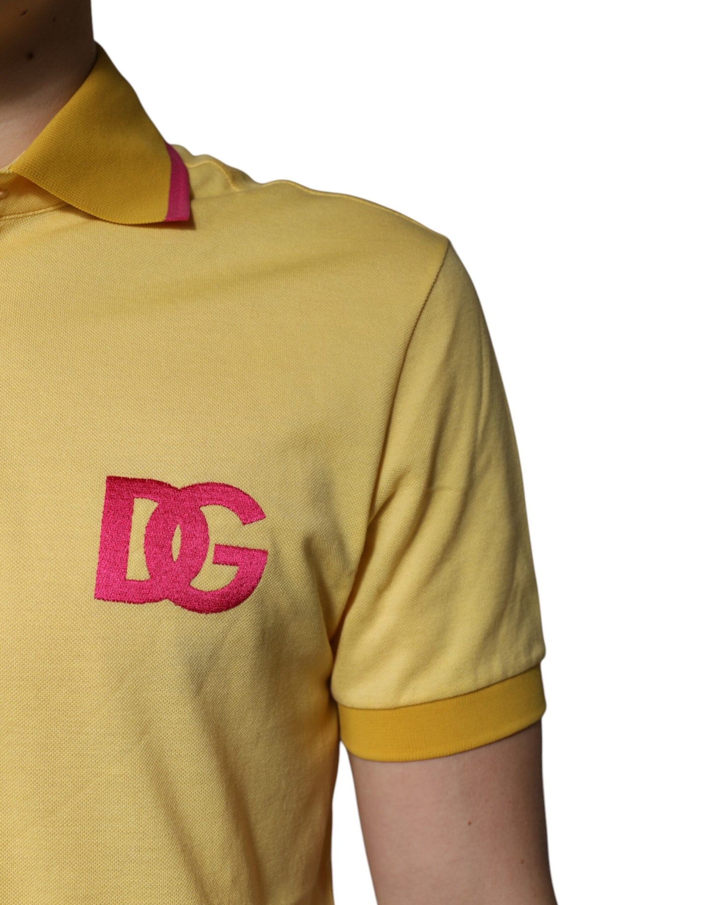 Dolce &amp; Gabbana – Gelbes Poloshirt aus Baumwolle mit Logo und Kragen