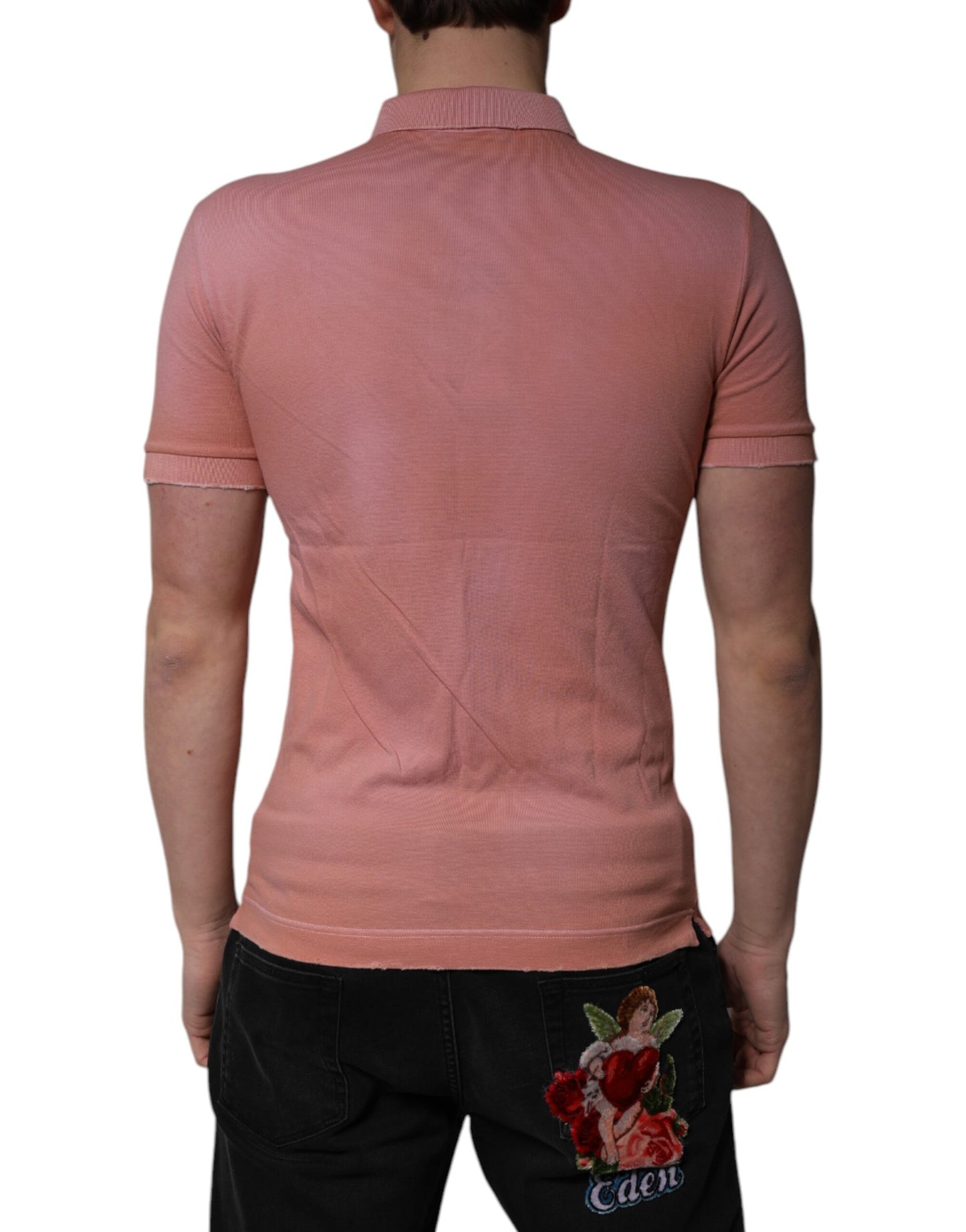 Dolce &amp; Gabbana – Poloshirt aus Baumwolle mit Kronenkragen in Rosa