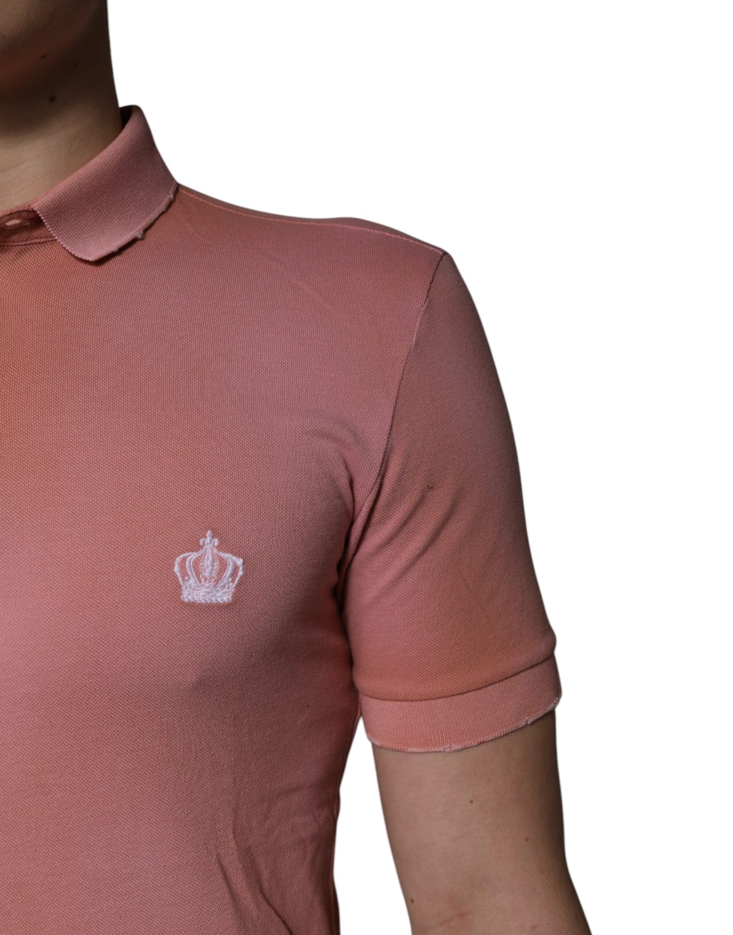 Dolce &amp; Gabbana – Poloshirt aus Baumwolle mit Kronenkragen in Rosa