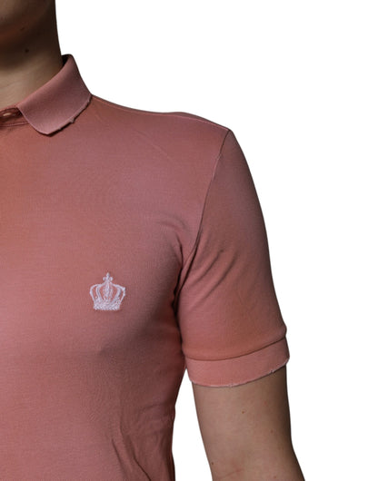 Dolce &amp; Gabbana – Poloshirt aus Baumwolle mit Kronenkragen in Rosa