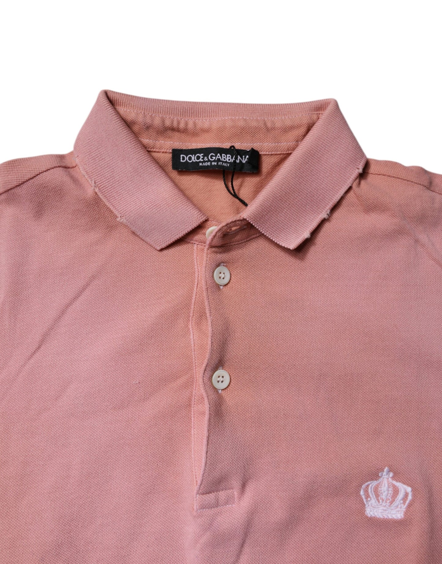 Dolce &amp; Gabbana – Poloshirt aus Baumwolle mit Kronenkragen in Rosa