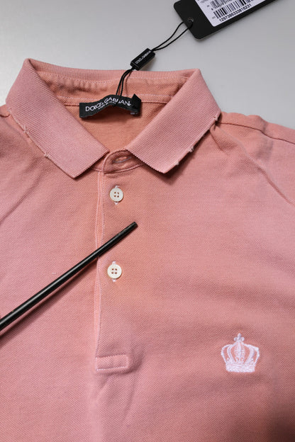 Dolce &amp; Gabbana – Poloshirt aus Baumwolle mit Kronenkragen in Rosa