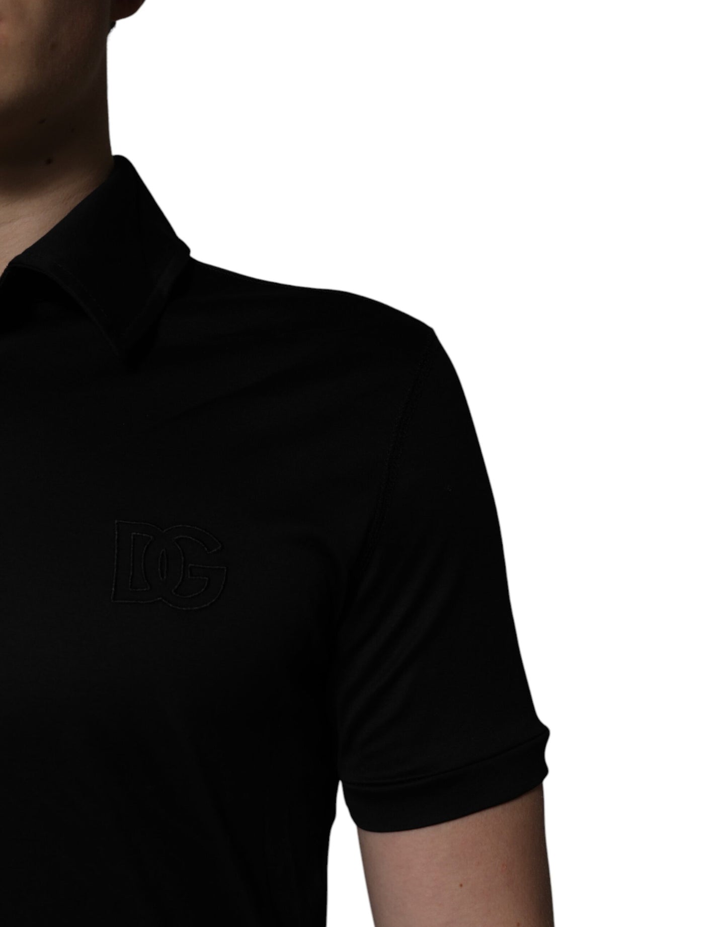 Dolce &amp; Gabbana – Schwarzes Polo-T-Shirt aus Baumwolle mit Kragen