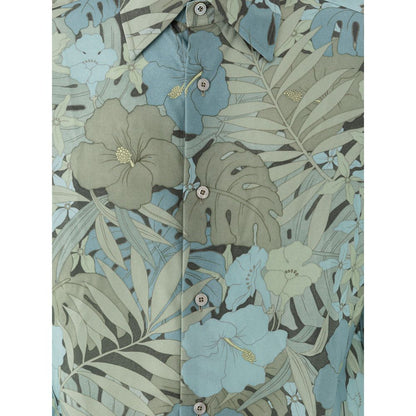 Tom Ford Blaues Lyocell-Hemd mit Muster