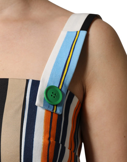 Dolce &amp; Gabbana – Ärmelloses Kleid aus mehrfarbiger Baumwolle mit Streifen