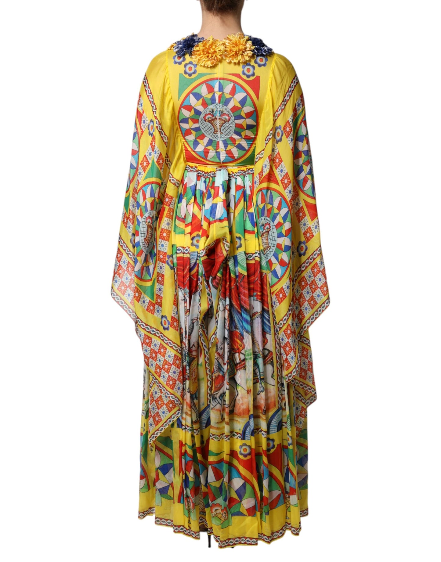 Dolce &amp; Gabbana – Mehrfarbiges Kaftan-Twillkleid mit Carretto-Print