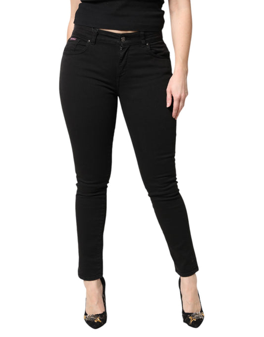 Dolce &amp; Gabbana – Schwarze Skinny-Jeans aus Baumwolle mit mittlerer Taille