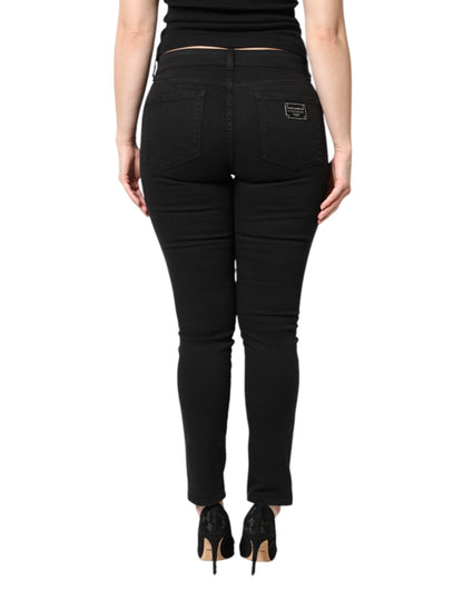 Dolce &amp; Gabbana – Schwarze Skinny-Jeans aus Baumwolle mit mittlerer Taille