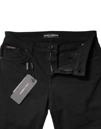 Dolce &amp; Gabbana – Schwarze Skinny-Jeans aus Baumwolle mit mittlerer Taille