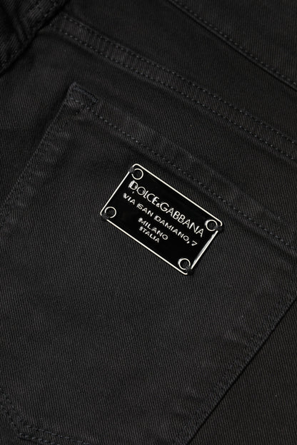 Dolce &amp; Gabbana – Schwarze Skinny-Jeans aus Baumwolle mit mittlerer Taille