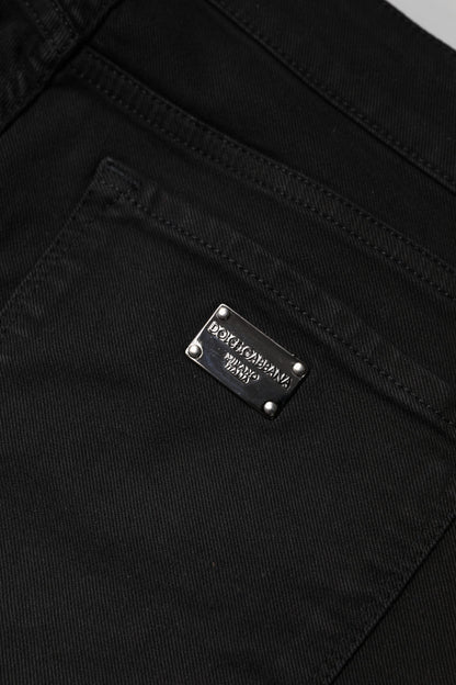 Dolce &amp; Gabbana – Schwarze Skinny-Jeans aus Baumwolle mit mittlerer Taille