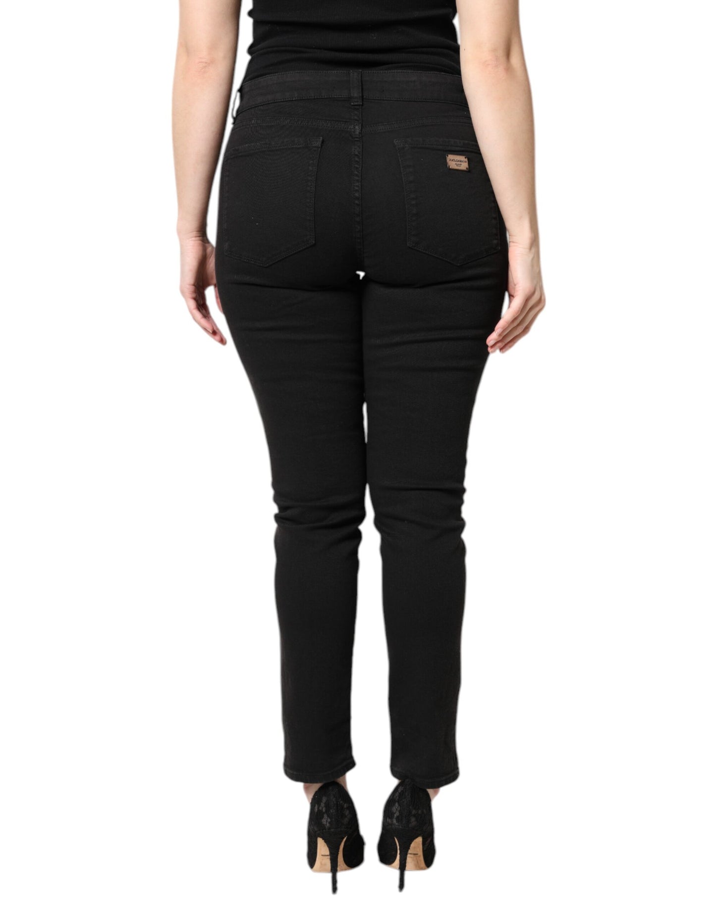 Dolce &amp; Gabbana – Schwarze Skinny-Jeans aus Baumwolle mit mittlerer Taille