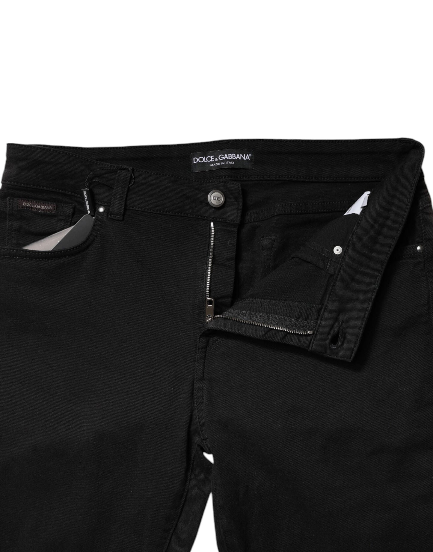 Dolce &amp; Gabbana – Schwarze Skinny-Jeans aus Baumwolle mit mittlerer Taille