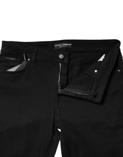 Dolce &amp; Gabbana – Schwarze Skinny-Jeans aus Baumwolle mit mittlerer Taille