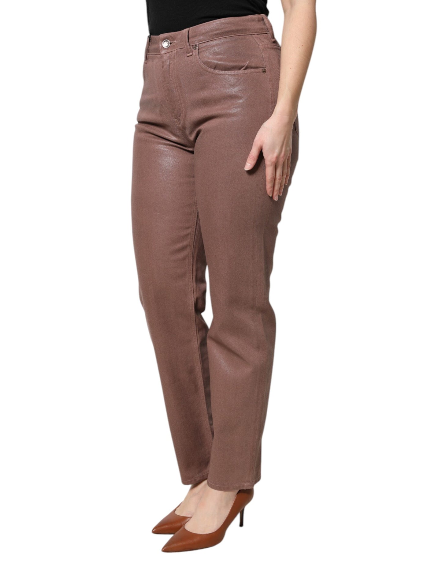 Dolce &amp; Gabbana – Braune, hoch taillierte Jeans aus konischem Baumwolldenim