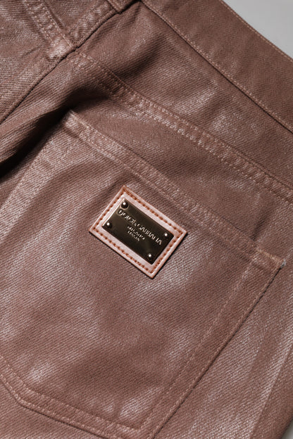 Dolce &amp; Gabbana – Braune, hoch taillierte Jeans aus konischem Baumwolldenim