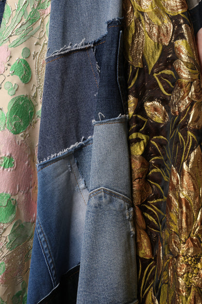 Dolce &amp; Gabbana – Mehrfarbiger Patchwork-Midirock mit hoher Taille